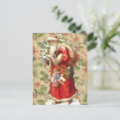 Vintager Weihnachtsmann mit Spielzeug und Weihnach Postkarte (Stehend Vorderseite)