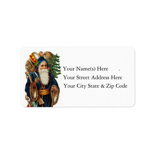 Vintager Weihnachtsmann mit Spielzeugadressen Adressaufkleber (Vorne)