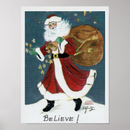 Vintager Weihnachtsmann mit Taschen Wasserfarbe Ze Poster
