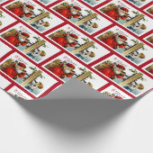 Vintager Weihnachtsmann mit Telefonumschlagpapier Geschenkpapier (Ecke)