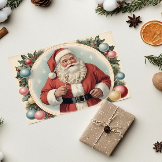 Vintager Weihnachtsmann mit Weihnachtsfeiertag Karte