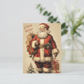 Vintager Weihnachtsmann mit Weihnachtsgeschenken Feiertagspostkarte (Stehend Vorderseite)