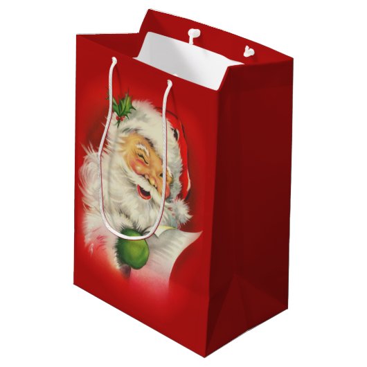 Vintager Weihnachtsmann Mittlere Geschenktüte (Rückseite Schrägansicht)