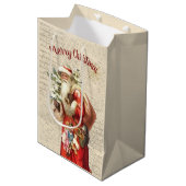 Vintager Weihnachtsmann Mittlere Geschenktüte (Vorderseite Schrägansicht)