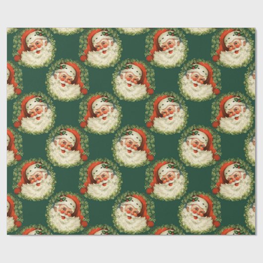 Vintager Weihnachtsmann Muster Geschenkpapier (Flach)