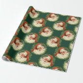 Vintager Weihnachtsmann Muster Geschenkpapier (Ungerollt)