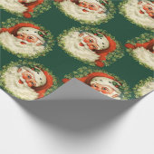 Vintager Weihnachtsmann Muster Geschenkpapier (Ecke)