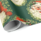 Vintager Weihnachtsmann Muster Geschenkpapier (Rolleneckpunkt)