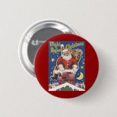 Vintager Weihnachtsmann, Nacht vor Weihnachten Button (Vorne & Hinten)