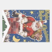 Vintager Weihnachtsmann, Nacht vor Weihnachten Geschenkpapier Set (Vorderseite 3)