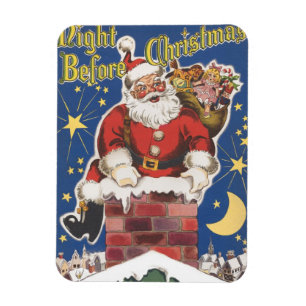Vintager Weihnachtsmann, Nacht vor Weihnachten Magnet