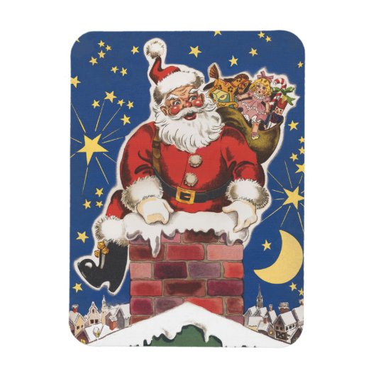 Vintager Weihnachtsmann, Nacht vor Weihnachten Magnet (Vertikal)