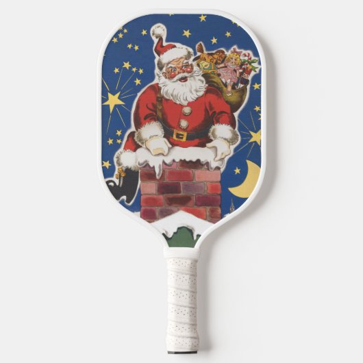 Vintager Weihnachtsmann, Nacht vor Weihnachten Pickleball Schläger (Vorderseite)