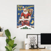Vintager Weihnachtsmann, Nacht vor Weihnachten Poster (Heimbüro)