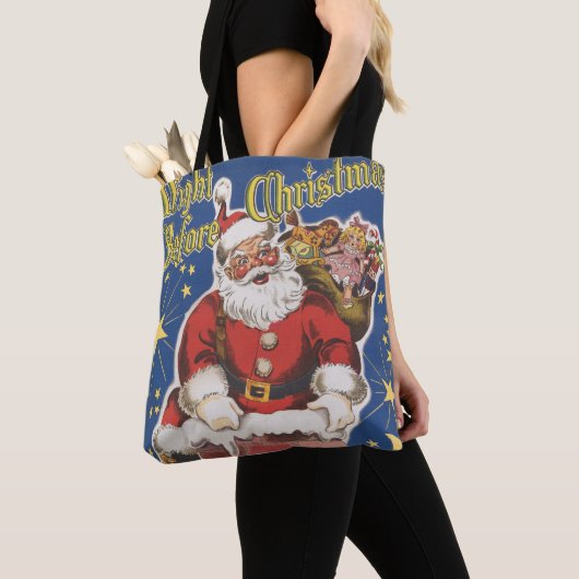 Vintager Weihnachtsmann, Nacht vor Weihnachten Tasche (Von Nahem)