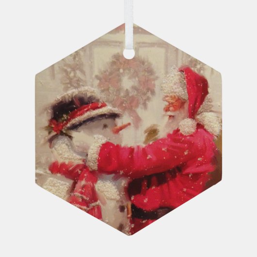 Vintager Weihnachtsmann Ornament Aus Glas (Rückseite)