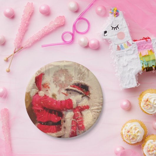 Vintager Weihnachtsmann Pappteller (Party)