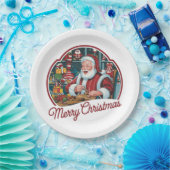 Vintager Weihnachtsmann Pappteller (Party)