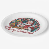 Vintager Weihnachtsmann Pappteller (Schrägansicht)