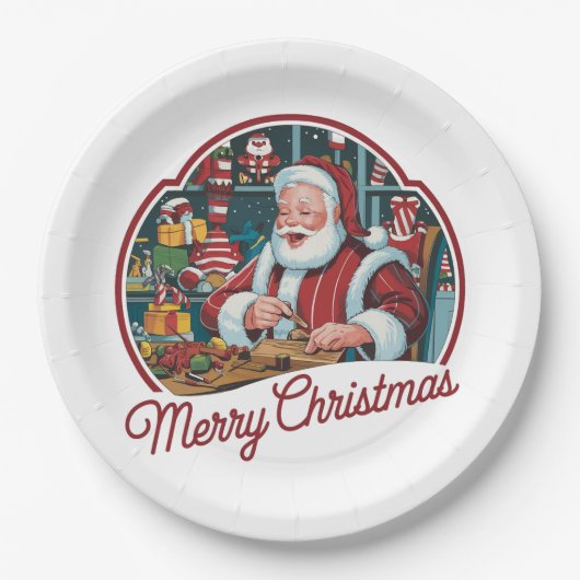 Vintager Weihnachtsmann Pappteller (Vorderseite)