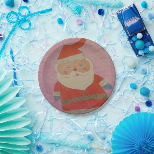 Vintager Weihnachtsmann Pappteller (Party)