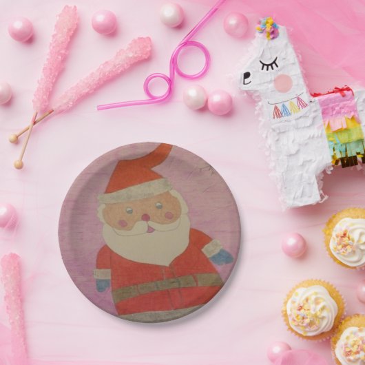 Vintager Weihnachtsmann Pappteller (Party)