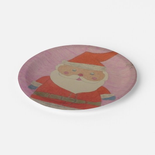 Vintager Weihnachtsmann Pappteller (Schrägansicht)