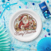 Vintager Weihnachtsmann Pappteller (Party)