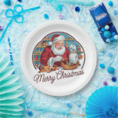 Vintager Weihnachtsmann Pappteller (Party)