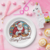 Vintager Weihnachtsmann Pappteller (Party)