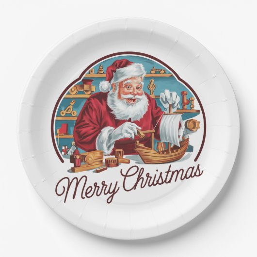 Vintager Weihnachtsmann Pappteller (Vorderseite)
