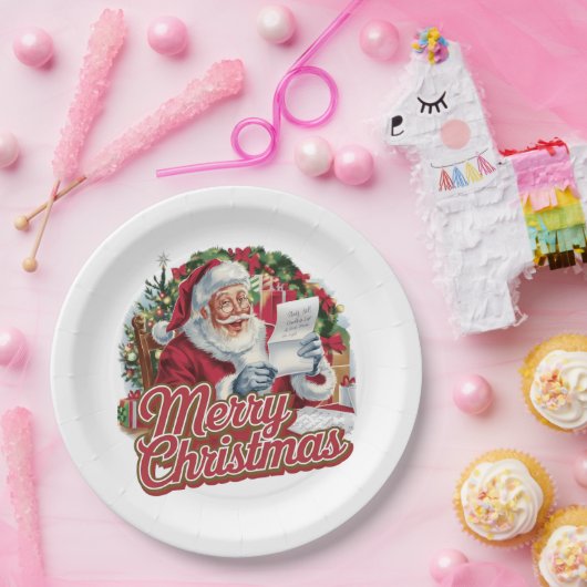 Vintager Weihnachtsmann Pappteller (Party)