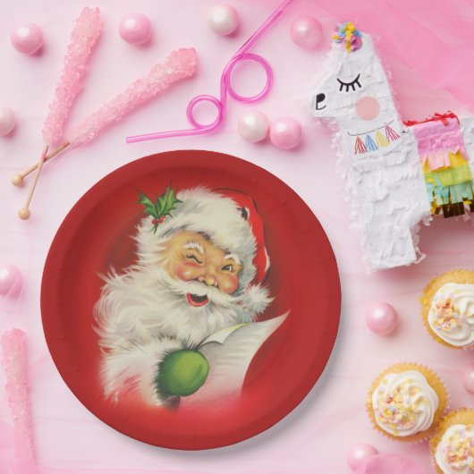 Vintager Weihnachtsmann Pappteller (Party)