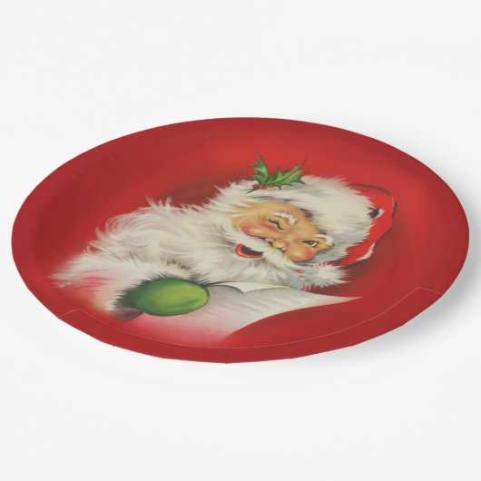 Vintager Weihnachtsmann Pappteller (Schrägansicht)