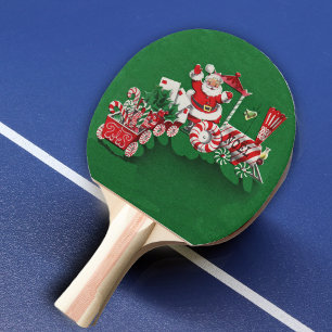 Vintager Weihnachtsmann-Pfefferminz-Süßigkeits-Zug Tischtennis Schläger