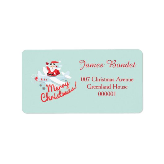 Vintager Weihnachtsmann - Pilot Frohe Weihnachten Adressaufkleber (Vorne)