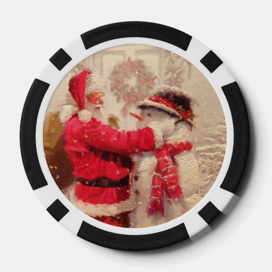 Vintager Weihnachtsmann Pokerchips (Rückseite)