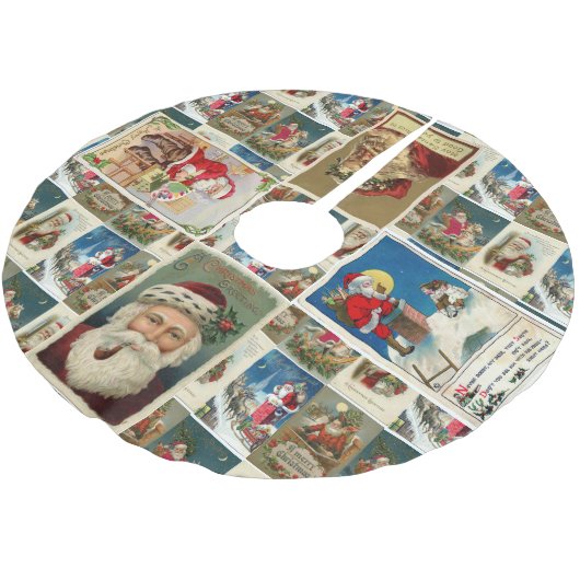 Vintager Weihnachtsmann Polyester Weihnachtsbaumdecke (Schrägansicht)