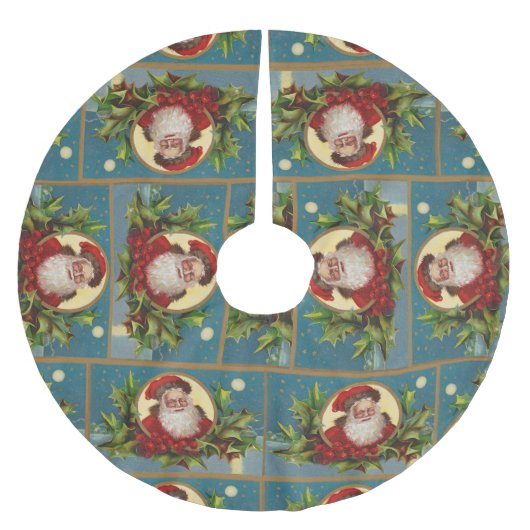 Vintager Weihnachtsmann Polyester Weihnachtsbaumdecke (Vorderseite)