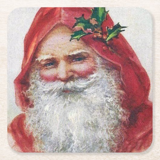 Vintager Weihnachtsmann Portrait Rechteckiger Pappuntersetzer (Vorderseite)