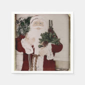 Vintager Weihnachtsmann Portrait Serviette (Vorderseite)
