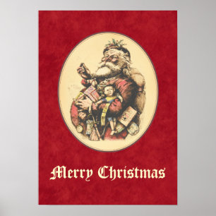 Vintager Weihnachtsmann Poster
