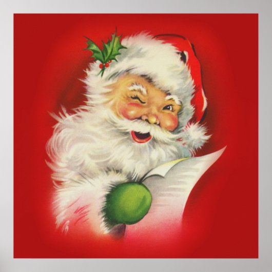 Vintager Weihnachtsmann Poster (Vorne)