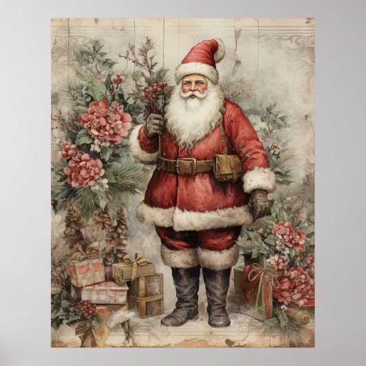 Vintager Weihnachtsmann Poster (Vorne)