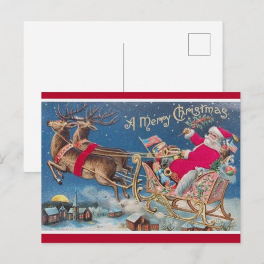 Vintager Weihnachtsmann Postkarte (Vorne/Hinten)