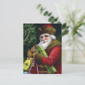 Vintager Weihnachtsmann Postkarte (Stehend Vorderseite)