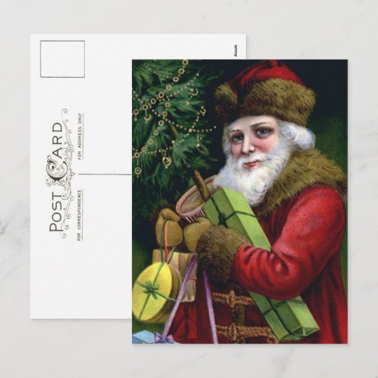 Vintager Weihnachtsmann Postkarte (Vorne/Hinten)