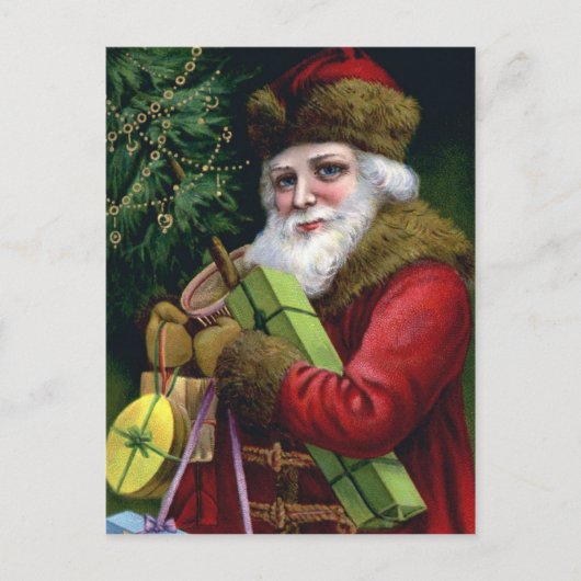 Vintager Weihnachtsmann Postkarte (Vorderseite)