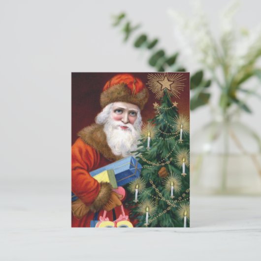Vintager Weihnachtsmann Postkarte (Stehend Vorderseite)