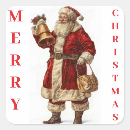 Vintager Weihnachtsmann Quadratischer Aufkleber (Vorderseite)
